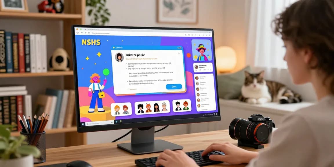 Engaging character AI NSFW roleplay scene in a cozy home office.