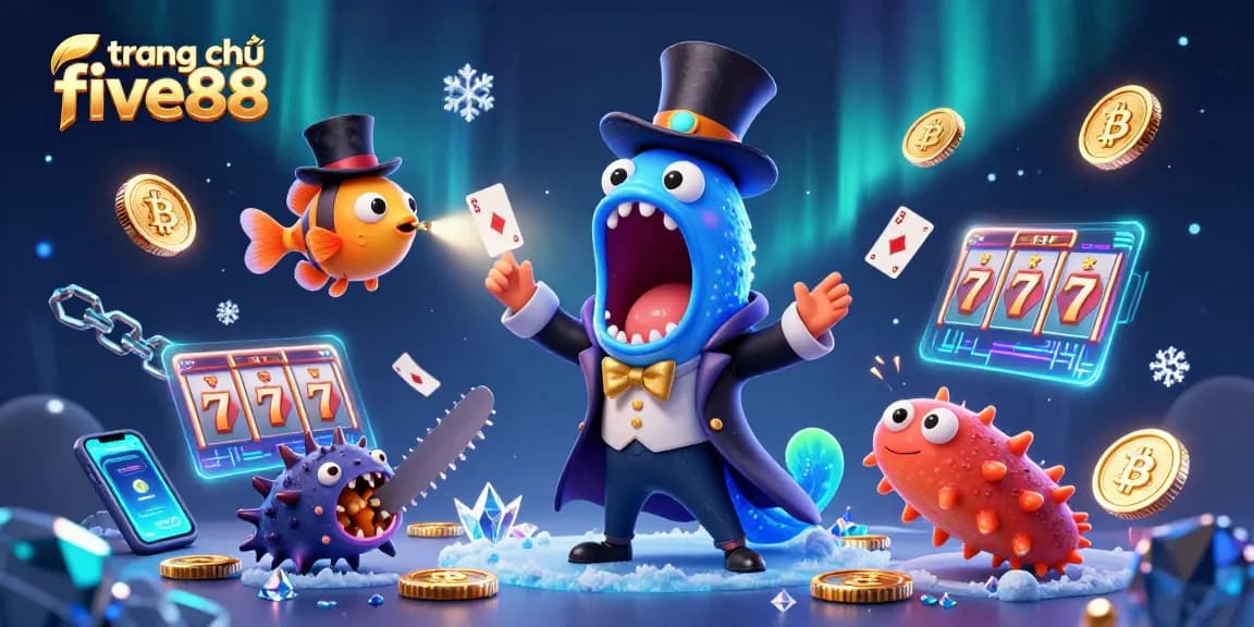 Experience the magic with trang chủ five88's unique casino ambiance featuring vibrant sea characters and crypto elements.