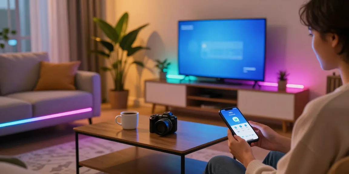 Banda LED flexibile iluminând un living modern, adăugând un ambient plăcut.