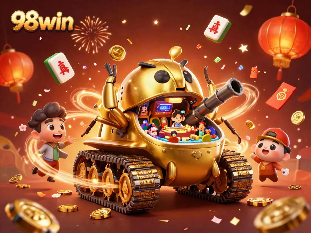 Unlock thrilling gaming experiences at 98win with a vibrant 3D casino celebration scene.