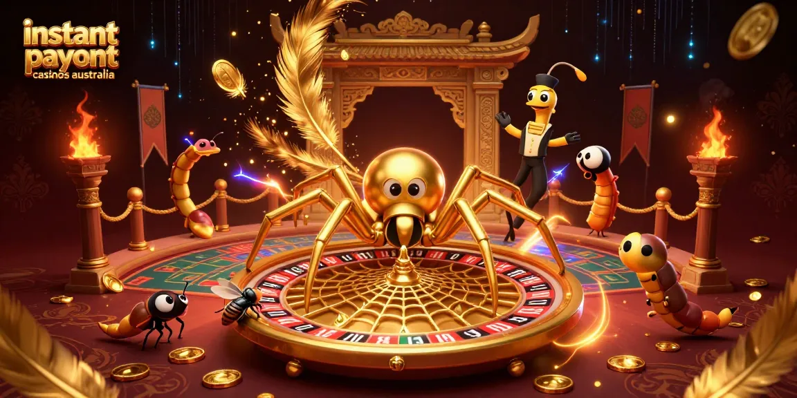 Experience the thrill of instant payout casinos Australia in this vivid illustration with vibrant casino elements.