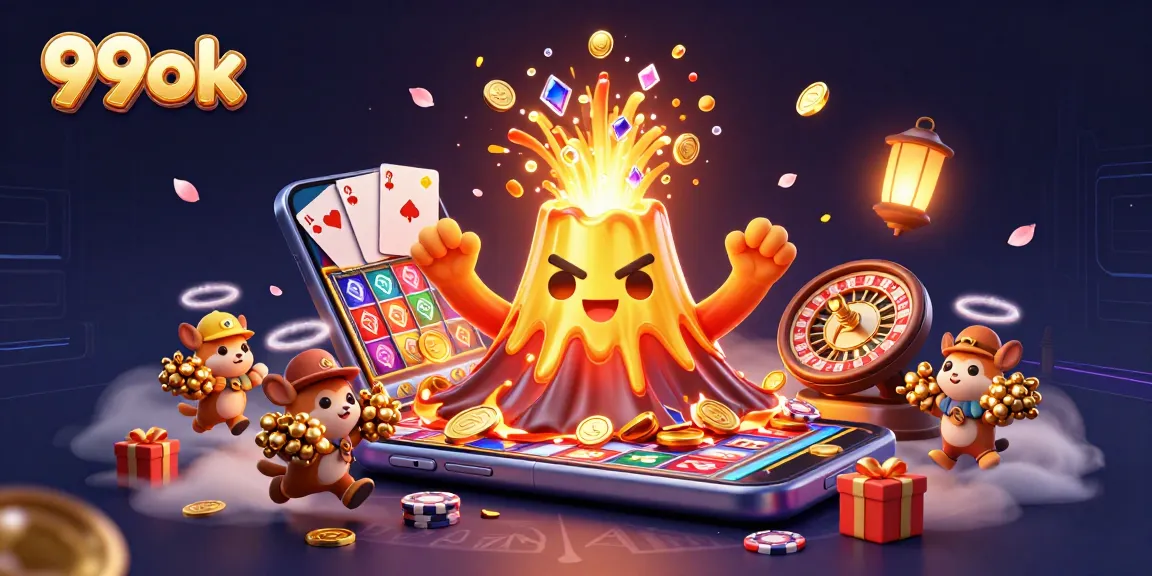 Win big at 99ok, where a golden volcano erupts treasure amidst dynamic gaming excitement.