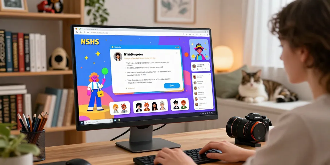 Engaging character AI NSFW roleplay scene in a cozy home office.