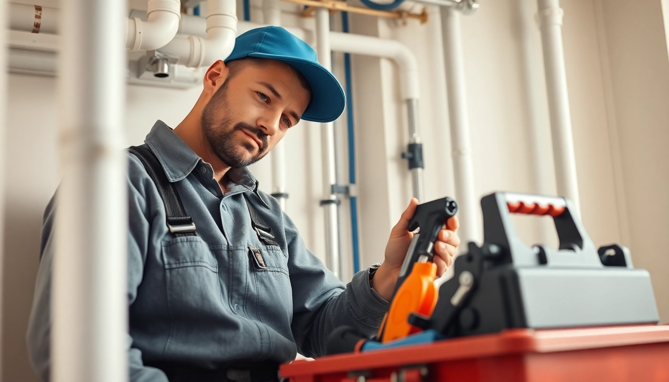 North shore plumbing expert repairing pipes with precision in a bright home setting.