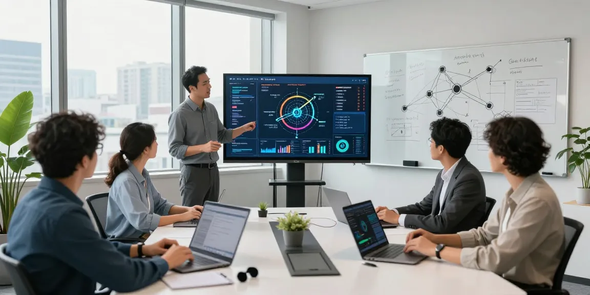 Collaboration in a modern office showcasing 快连's network speed optimization solutions.