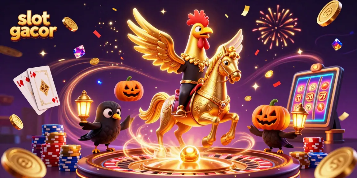 Experience thrilling fun with slot gacor and dynamic casino action in this vibrant illustration.