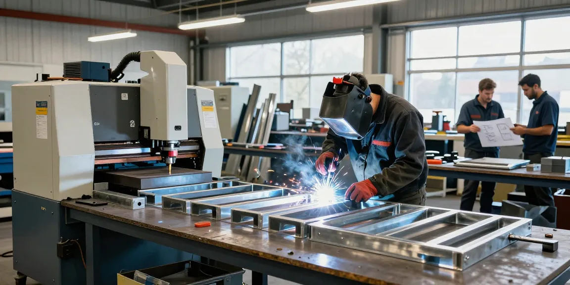 Expert metal fabrication in North Vancouver with artisans welding custom steel structures in a modern workshop