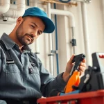 North shore plumbing expert repairing pipes with precision in a bright home setting.
