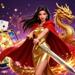 Engage with exciting slot games on the Jun88 platform showcased through a vibrant 3D illustration.