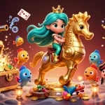 Engage in exciting slots at FIVE88 with dynamic mermaid princess and seahorse amidst colorful treasures.