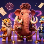 Experience the thrill of tr88 with a vibrant casino scene showcasing a mammoth bouncer, a saber-toothed tiger VIP, and dynamic game elements.