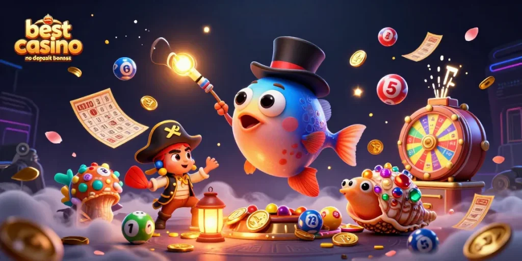 Experience the best casino no deposit bonuses with vibrant characters, gold coins, and engaging game elements.
