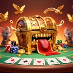 Engage with d-y at a vibrant casino table featuring cartoon treasure and poker elements.