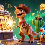 Spin the reels on 188v homepage with a vibrant dinosaur and jackpot explosions.