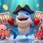 Cổng game Sunwin showcases a vibrant underwater casino scene with animated characters enjoying sweet gaming experiences.