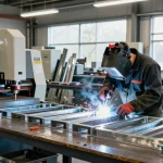 Expert metal fabrication in North Vancouver with artisans welding custom steel structures in a modern workshop