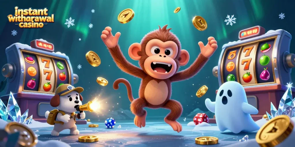 Experience instant withdrawals at thrilling casinos featuring a mischievous monkey and trickster puppy.
